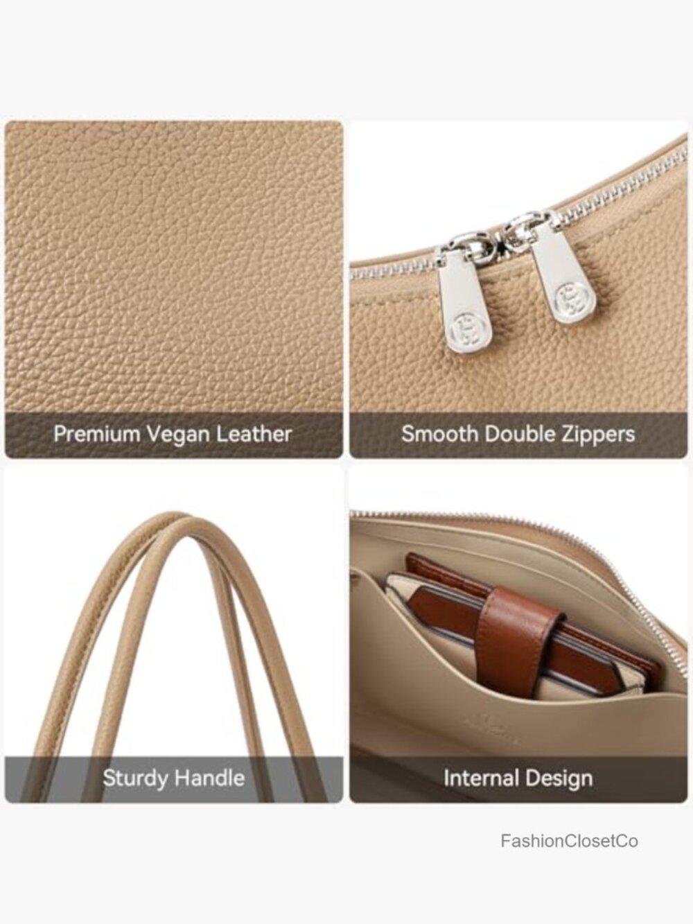 Small Hobo Bag Vegan Leather Shoulder Purse Handbag - Picture 5 of 7